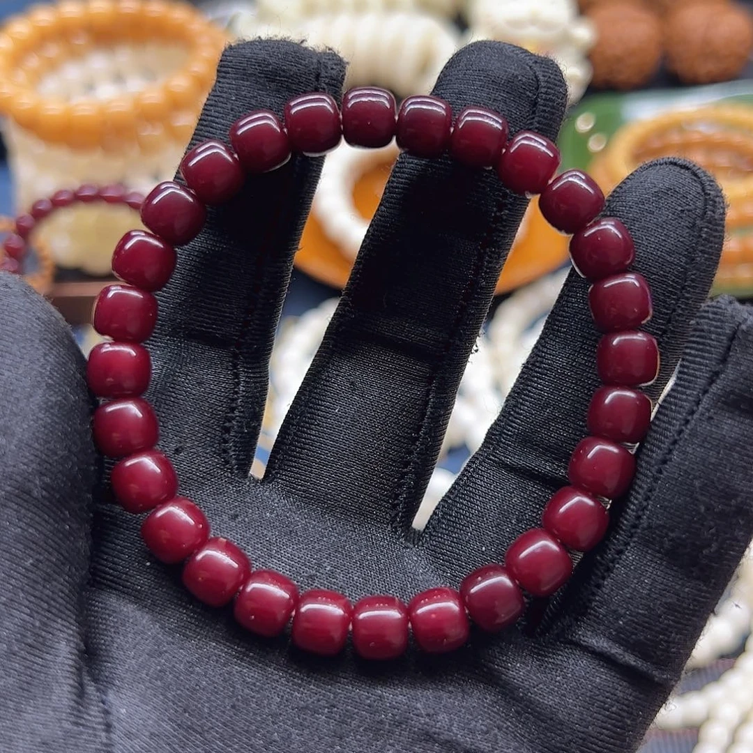 菩提根/象牙果手串古法朱砂供87