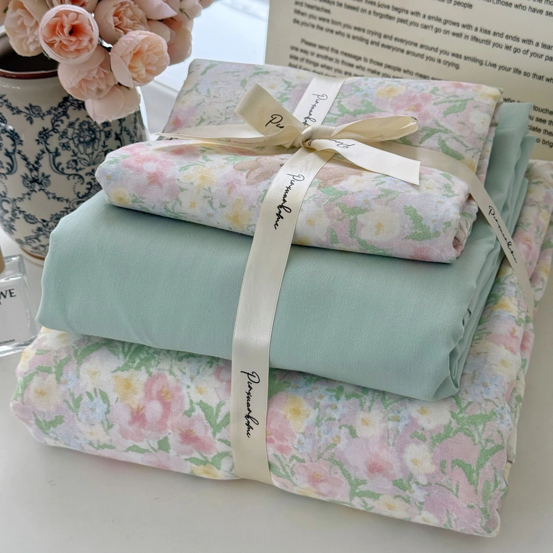 特！小玲子 半岛红茶系列 A类全棉双层纱印染无花边基础款 套件