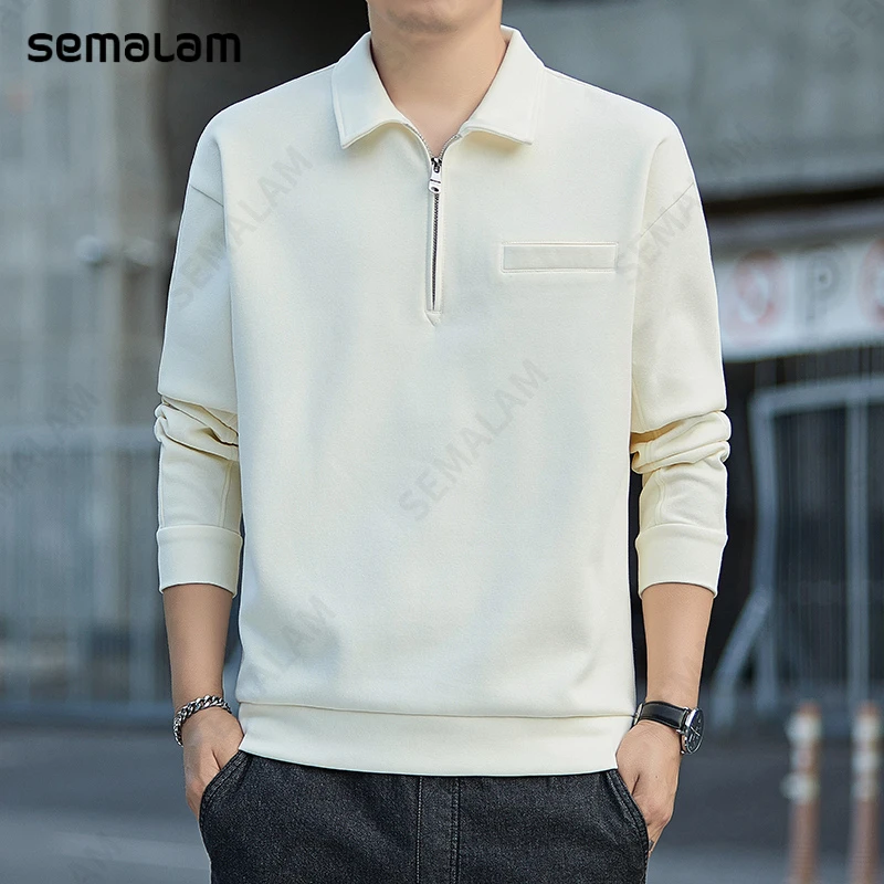 春秋季时尚百搭翻领卫衣男款爆款2025新款潮流半拉链长袖T恤打底