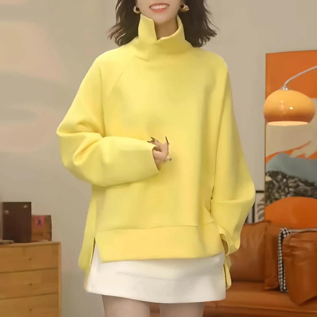 时尚洋气设计感不规则翻领卫衣女2025年冬季新款小众别致休闲上衣