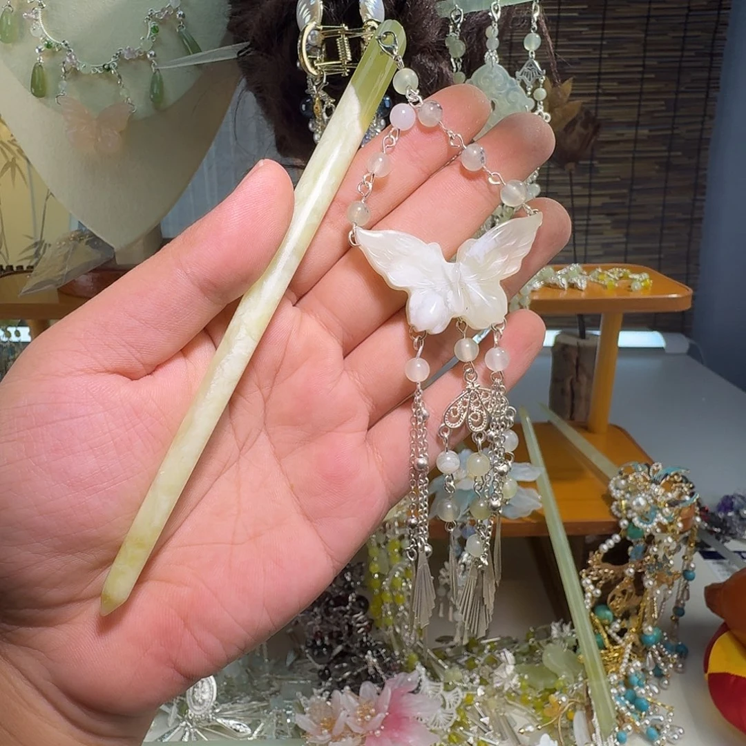 蛇纹石玉合金发饰