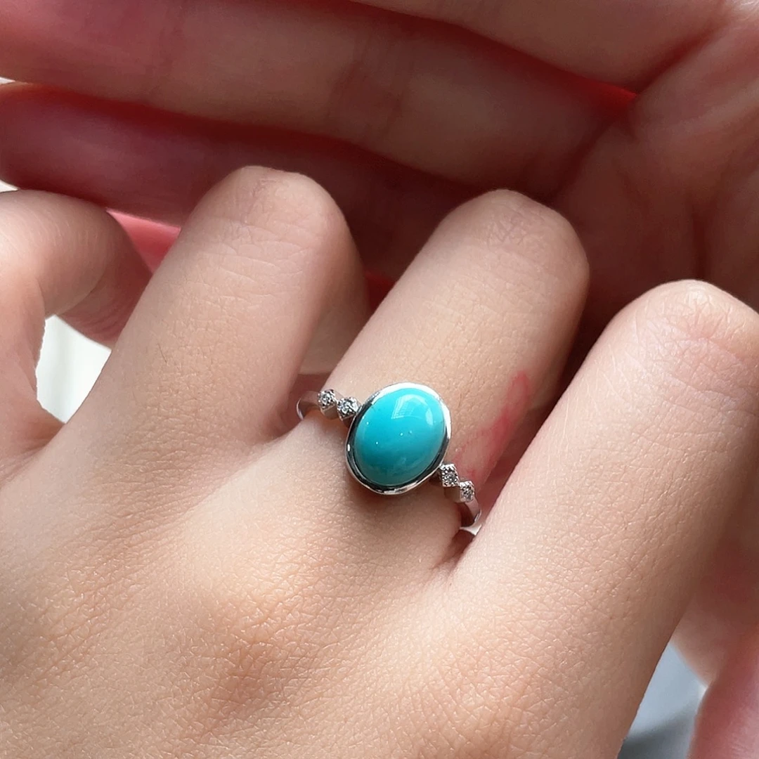 银S925镶嵌绿松石戒指