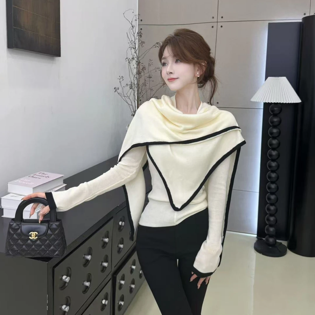 【穿搭小达人】小众设计感真两件三角披肩一衣三穿百搭时尚针织上衣