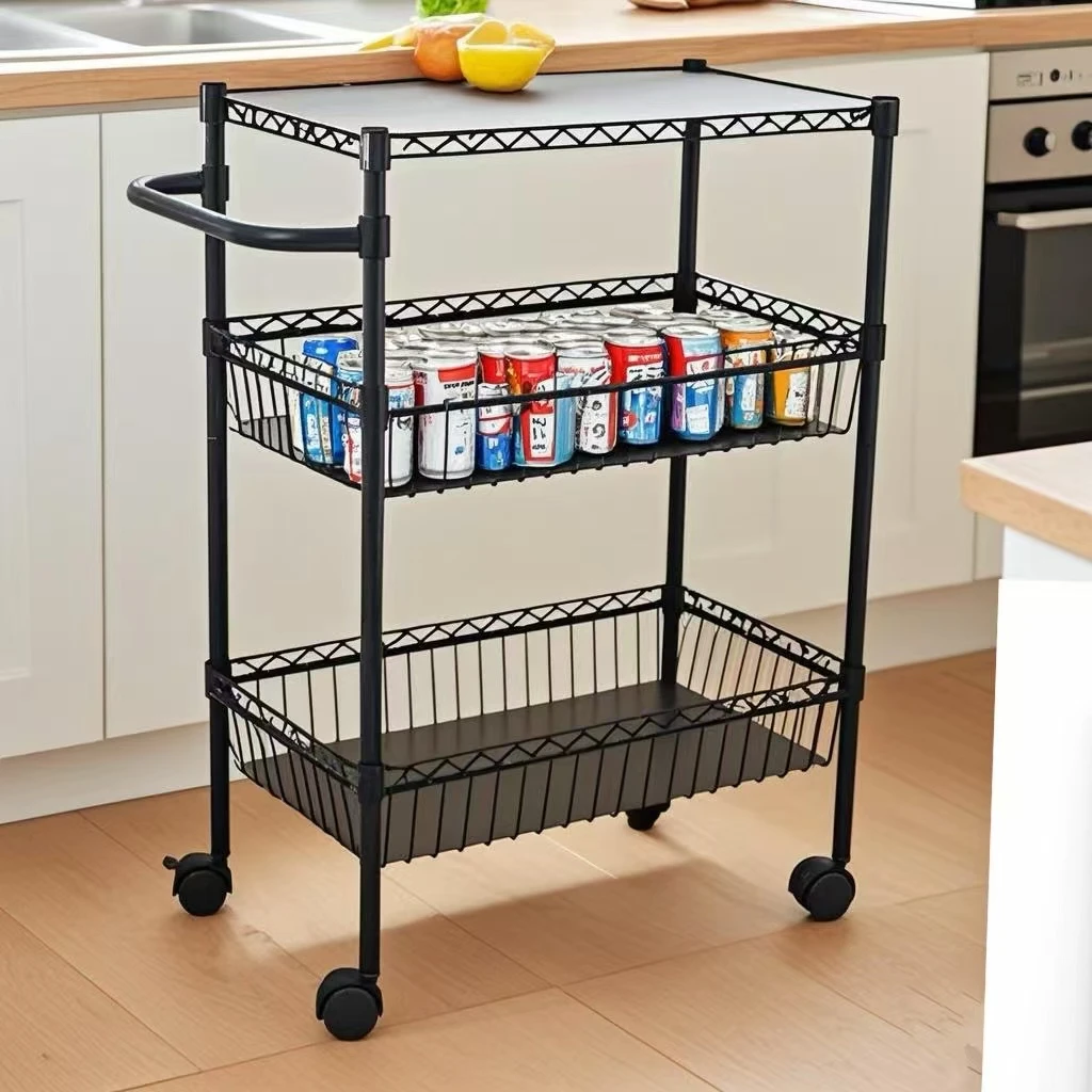 川井简易家用收纳手推车厨房置物架落地卫生间可移动小推车客厅