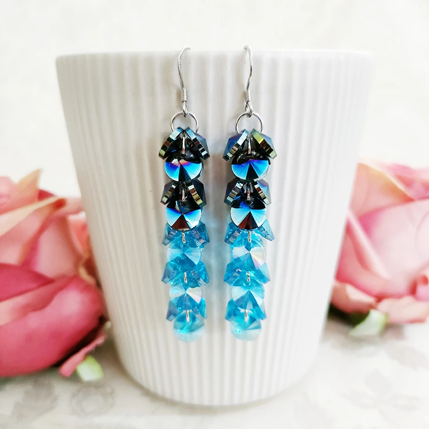 铜合金琉璃耳饰 民族风复古气质手工编织耳环3435