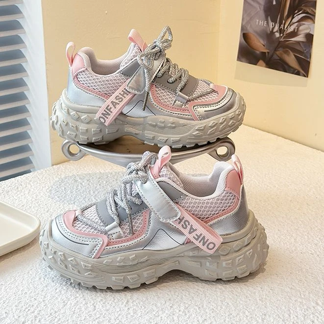 四季款儿童运动鞋中大童鞋女童网面老爹鞋女孩透气休闲鞋A468