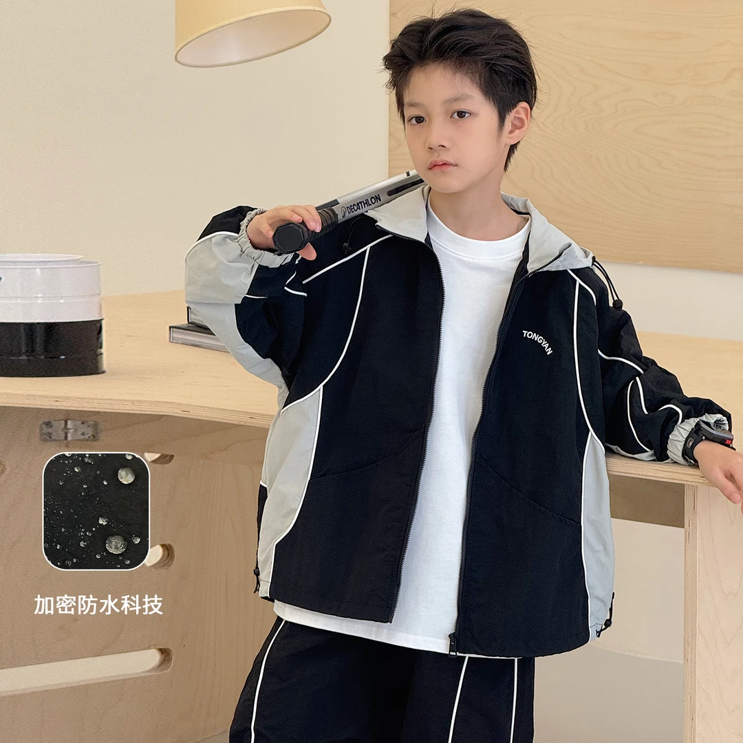 男童外套2025秋装新款高品质中大童冲锋衣儿童连帽上衣潮TY03036