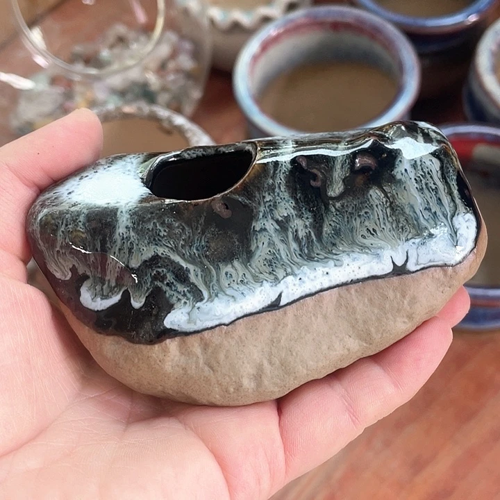 无孔花插半手工花盆浮力浮力啦