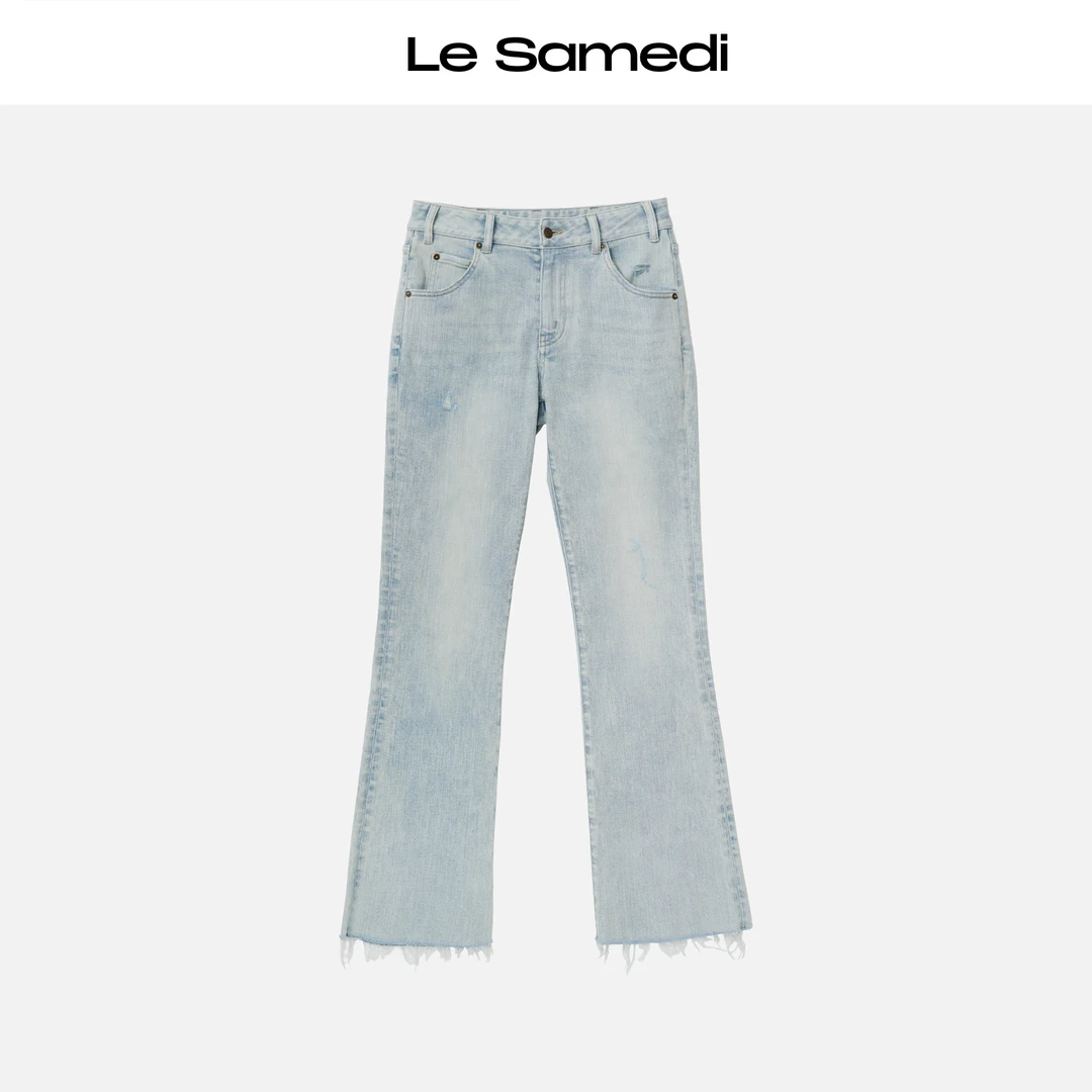 Le Samedi【BOSSA夏日特别蓝】意式清冷感 小直筒毛边九分牛仔裤
