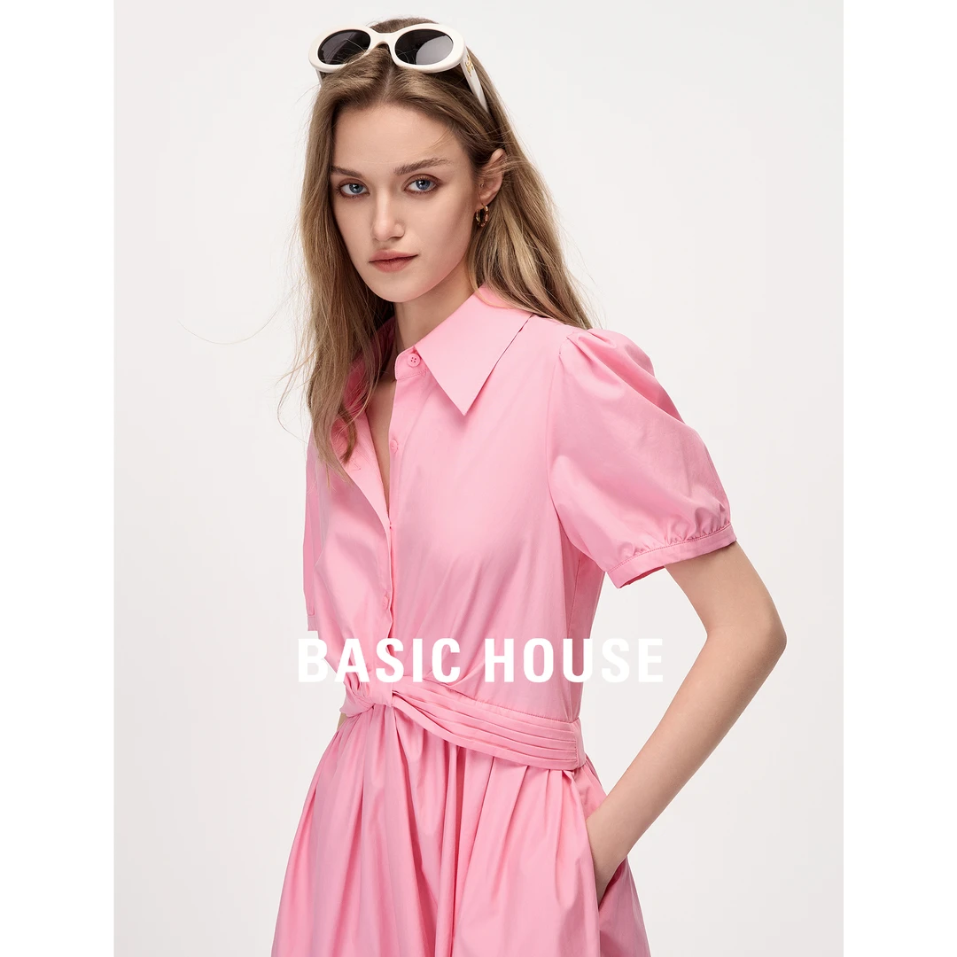 Basic House/百家好收腰显瘦连衣裙女2025夏季新款设计感小众裙子