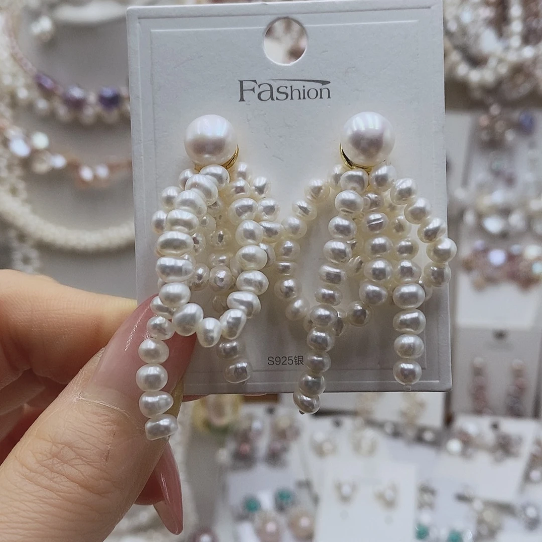 淡水珍珠耳饰银S925镶嵌