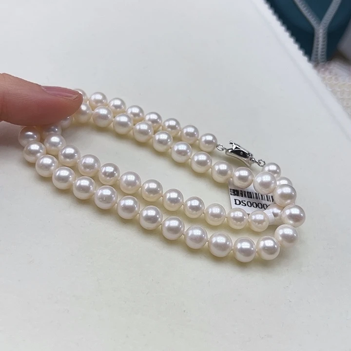 颈饰银S925镶嵌淡水珍珠➕8高品极光炫彩冷白