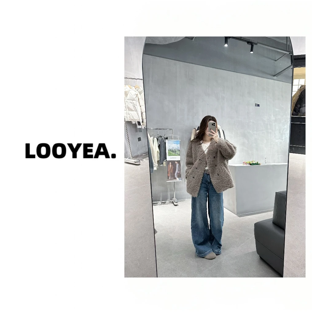 【盐烤栗】LOOYEA 秋冬氛围感纯色简约羊毛外套 10327