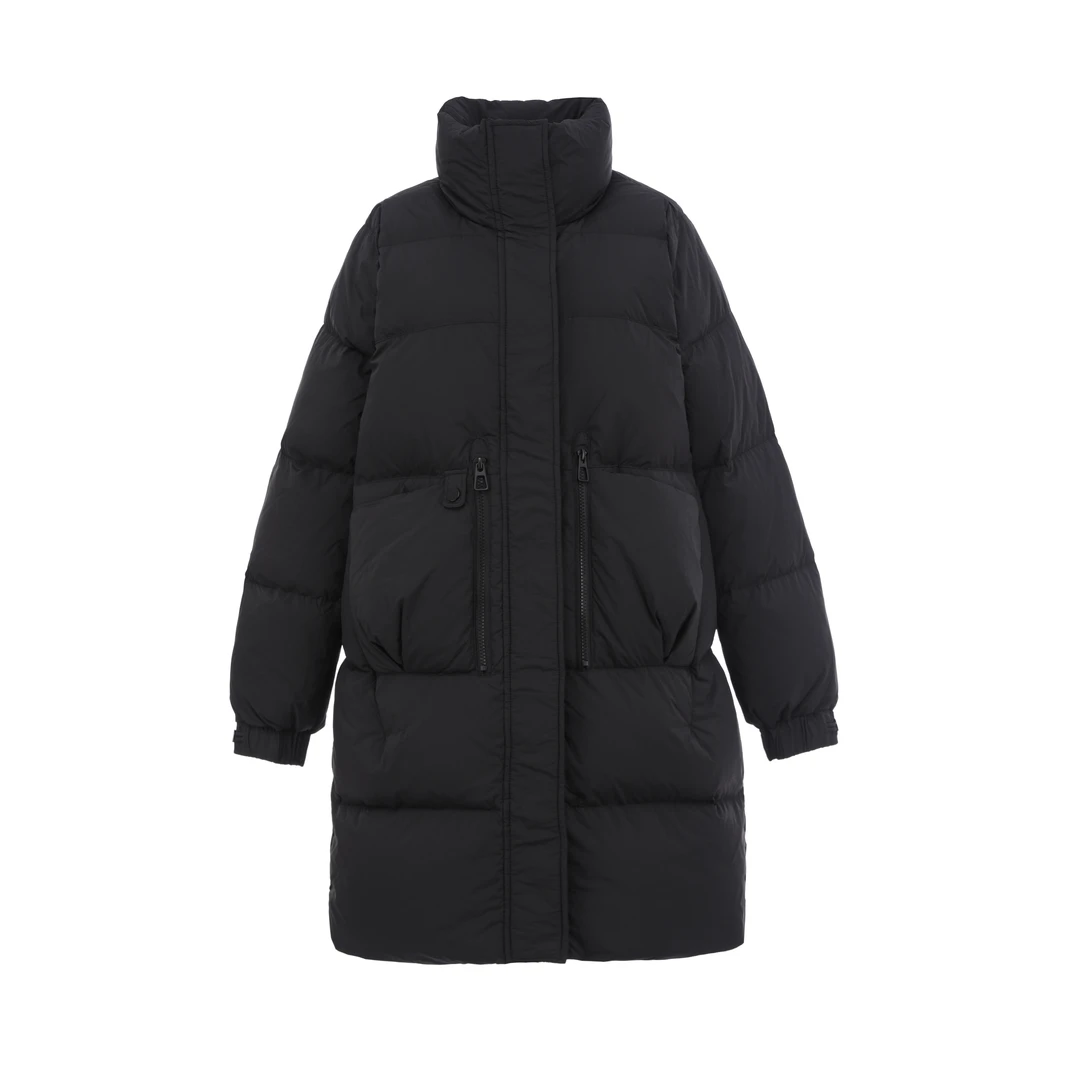 【新国标90白鸭绒】简约纯色立领中长款百搭休闲显瘦羽绒服822058