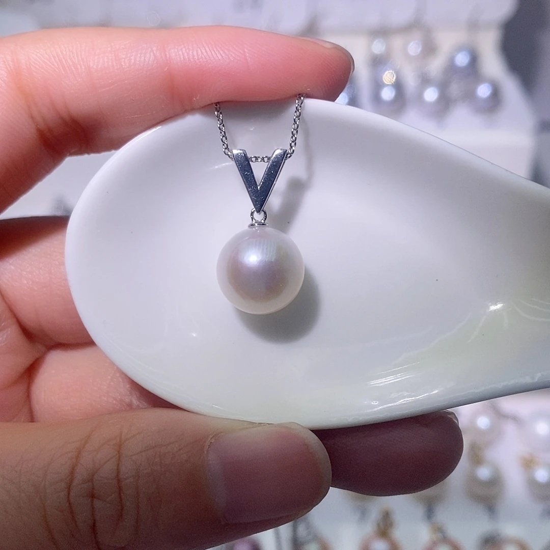 淡水珍珠吊坠(赠链)银S925镶嵌尺寸11/12毫米