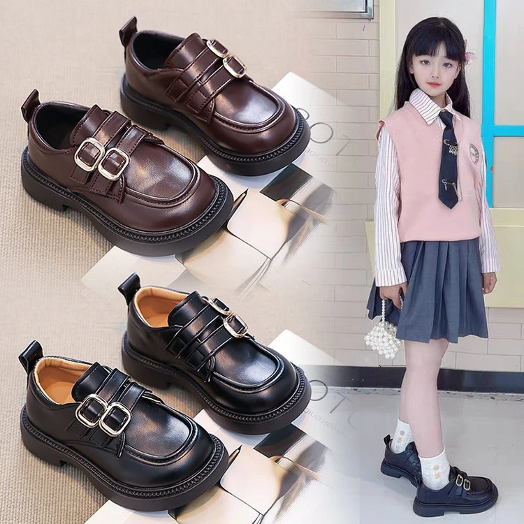 女童鞋子儿童公主小皮鞋2025新款春秋款英伦风女孩黑色乐福单鞋