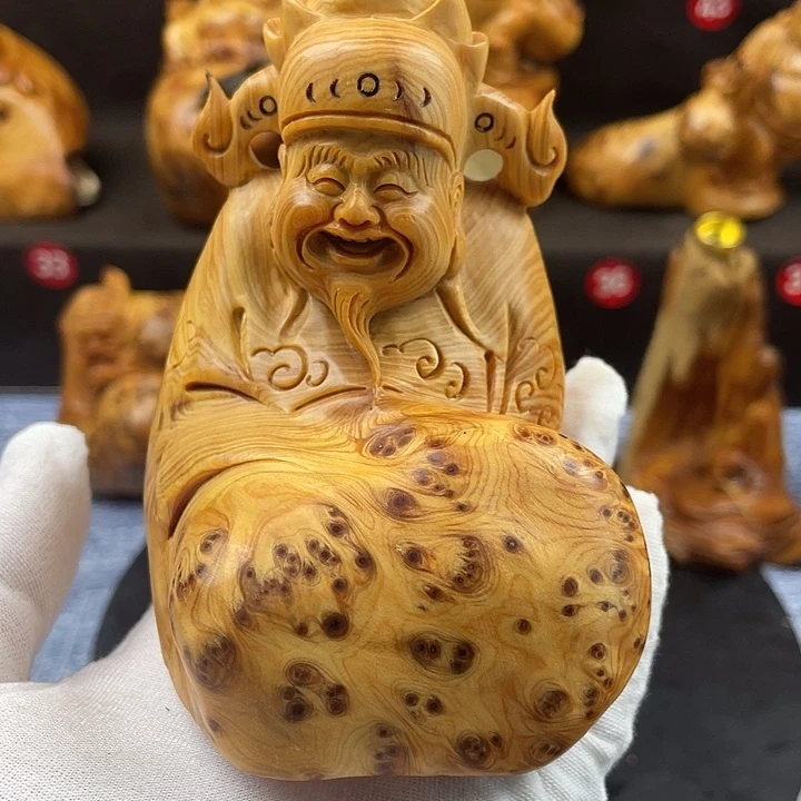 柏木（崖柏）财神手把件