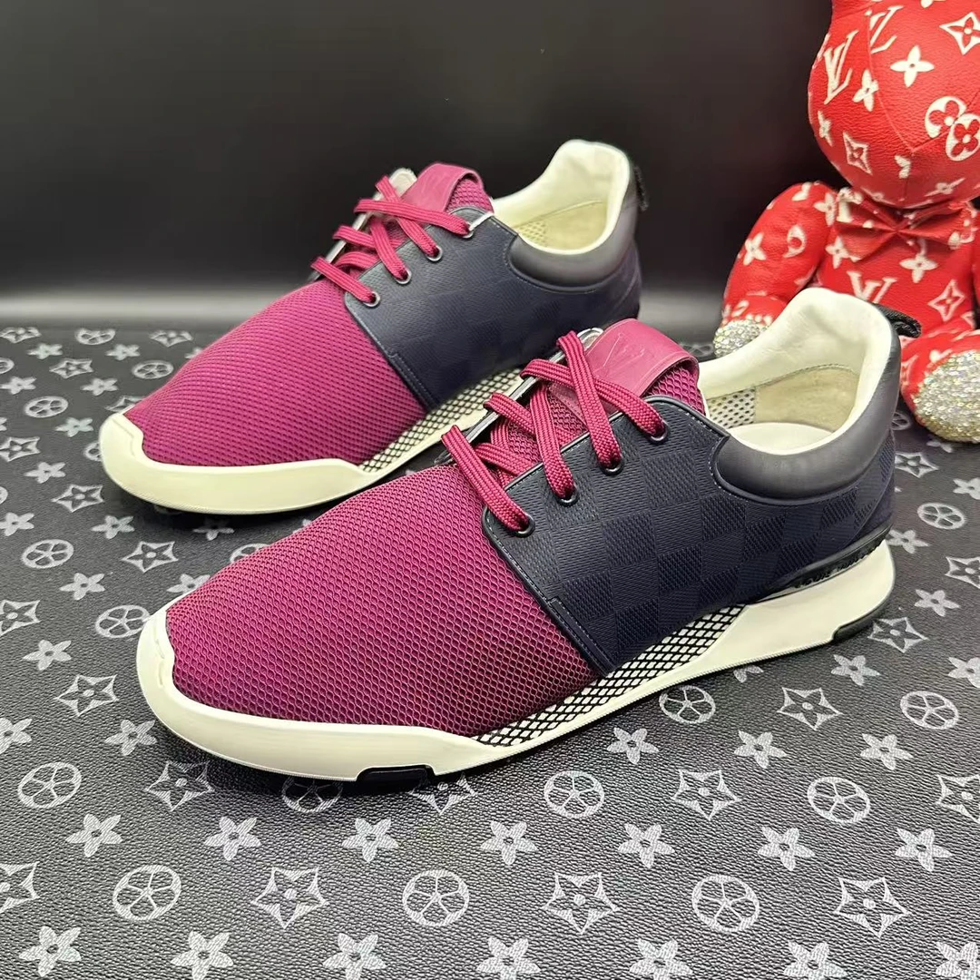 95新 LouisVuitton/路易威登 黑红棋盘格板鞋40.5欧码 ddm3045