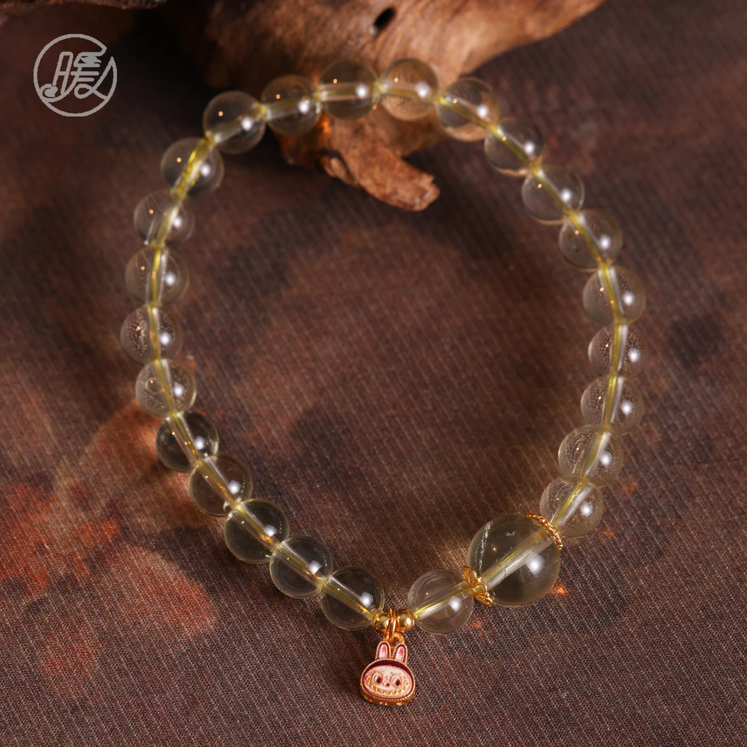 单圈黄水晶手串7mm搭配兔子吊坠手链E6937多样性发一