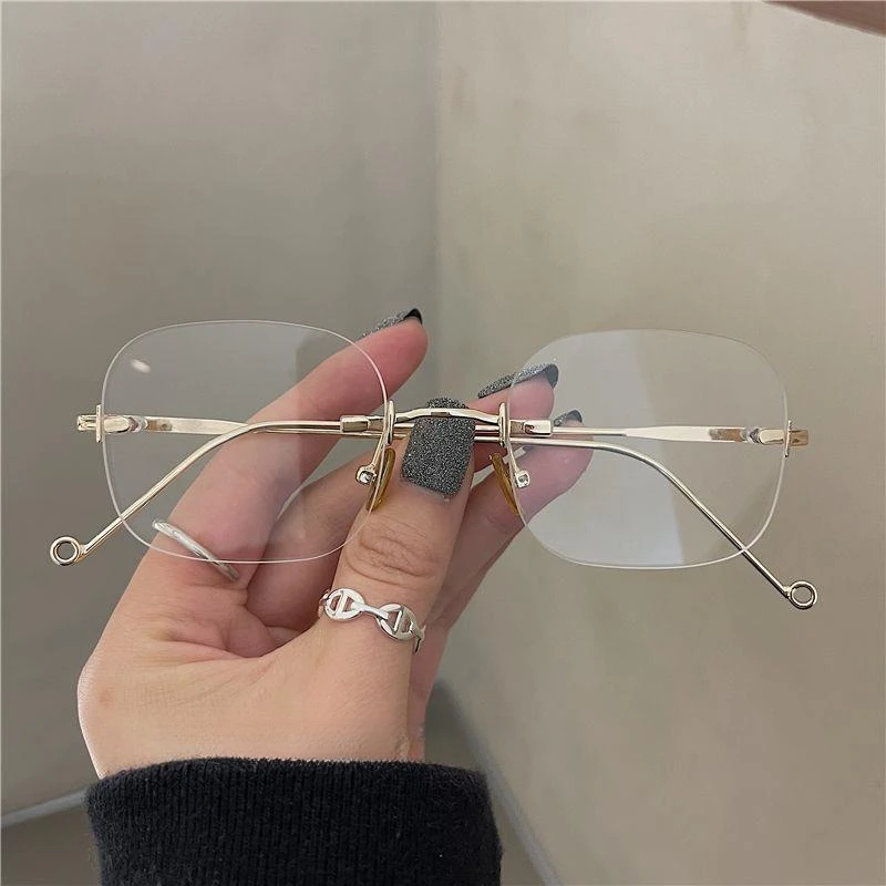 Jennie同款无边框眼镜女韩版潮防蓝光近视眼镜框ins素颜神器