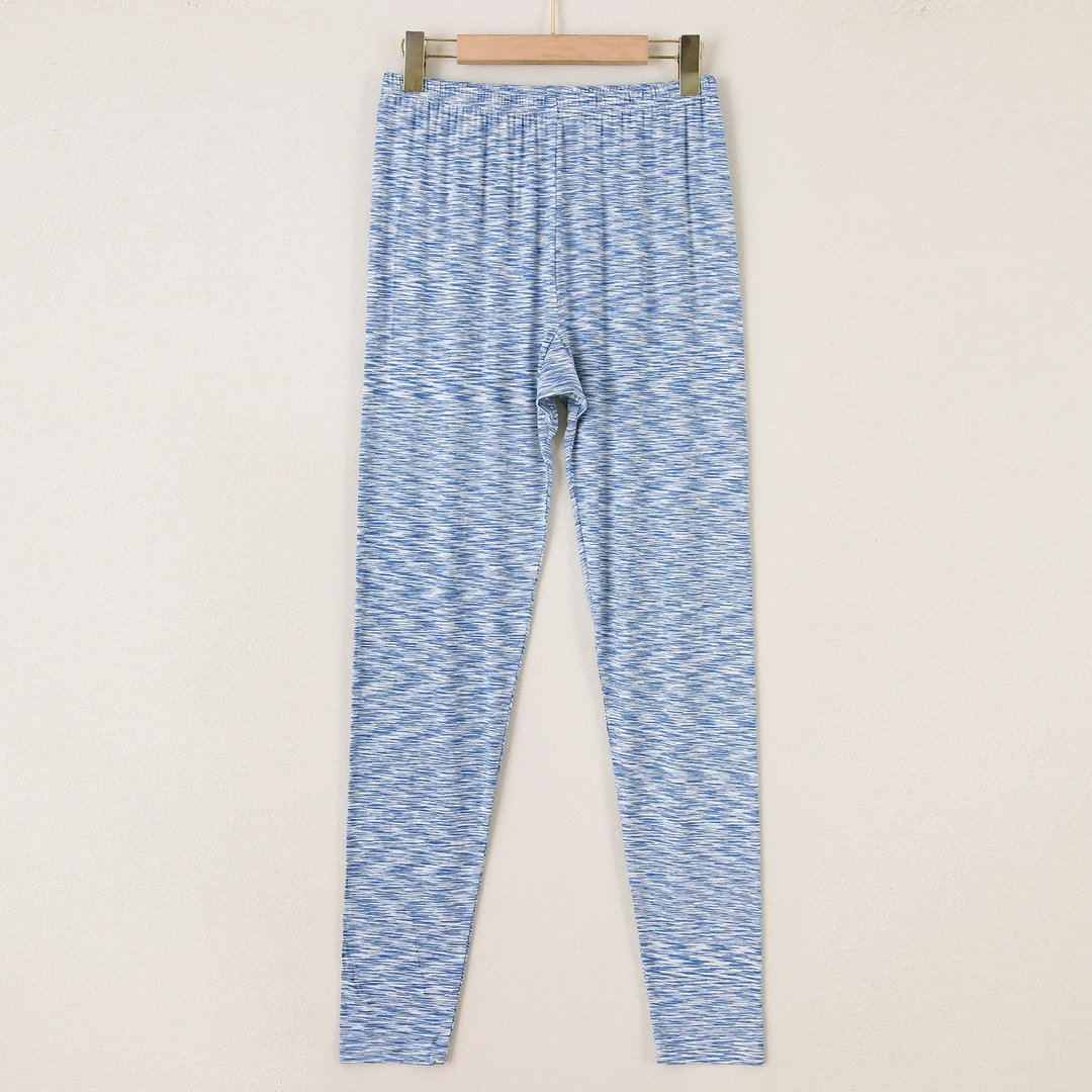 LANZIBES/蓝之蓓桑蚕丝小脚打底裤保暖裤蓝色条纹打底裤E10936
