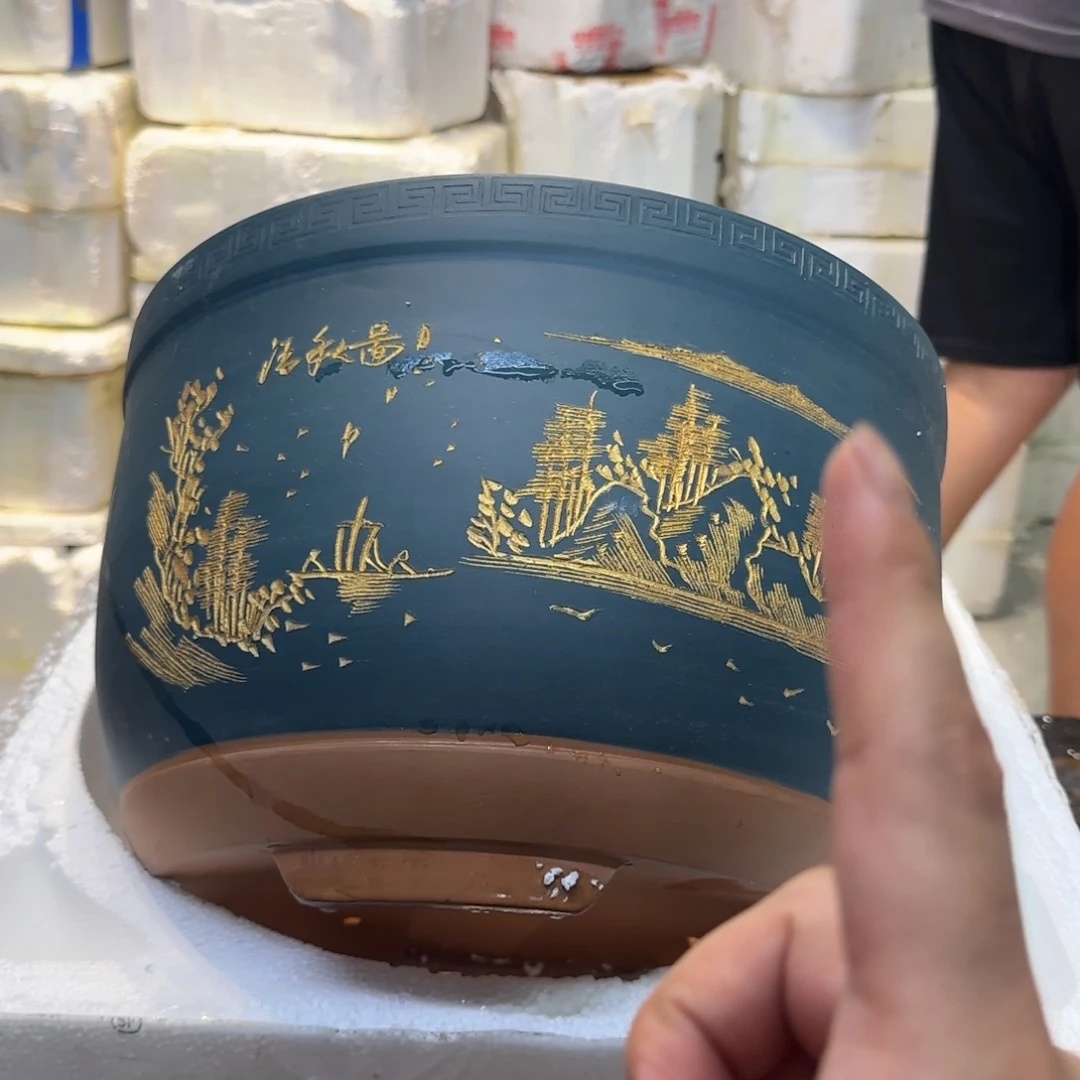 紫砂花盆口径30厘米高度19