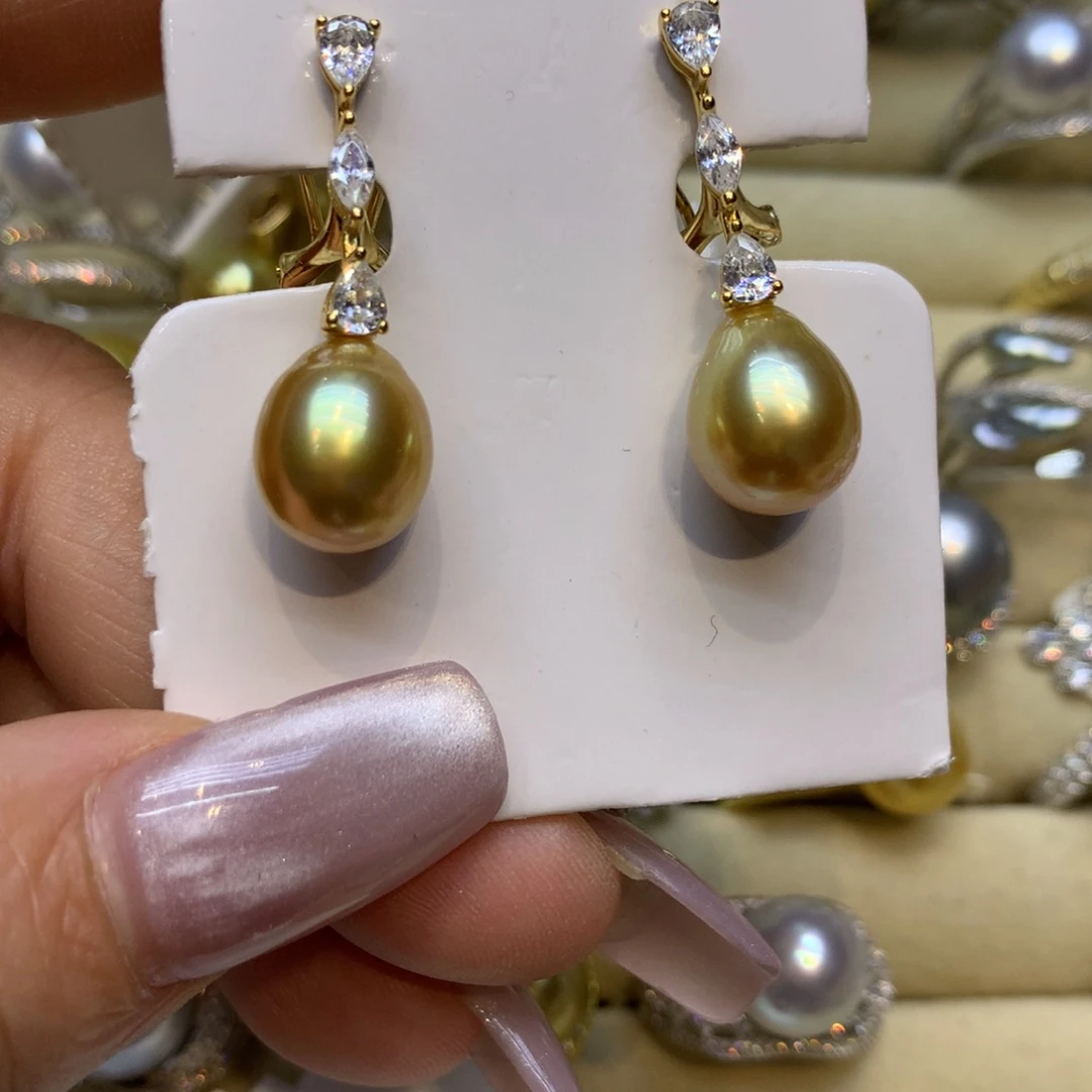 银S925镶嵌耳饰海水珍珠