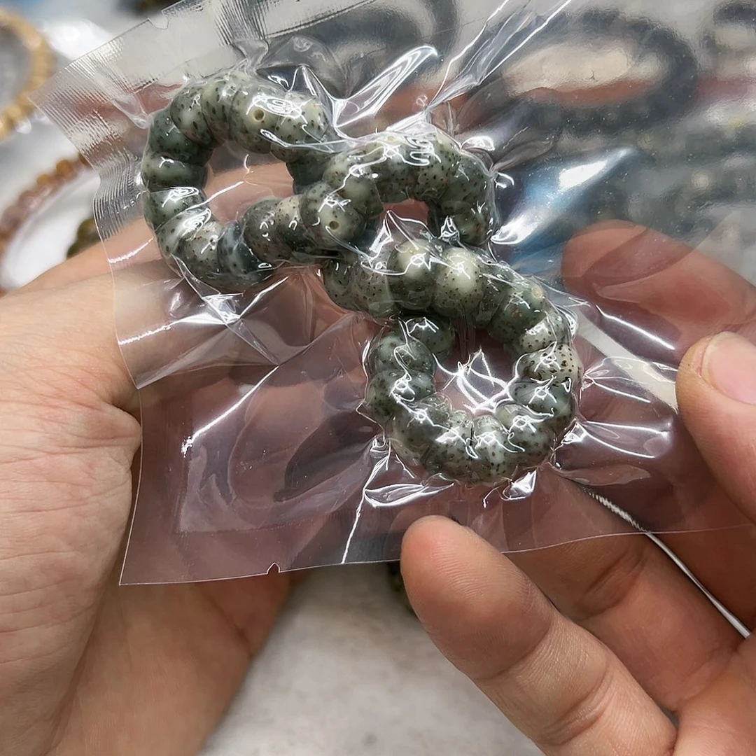 星月菩提手串35荣耀糯冰绿石玉星月菩提单圈猪大肠10