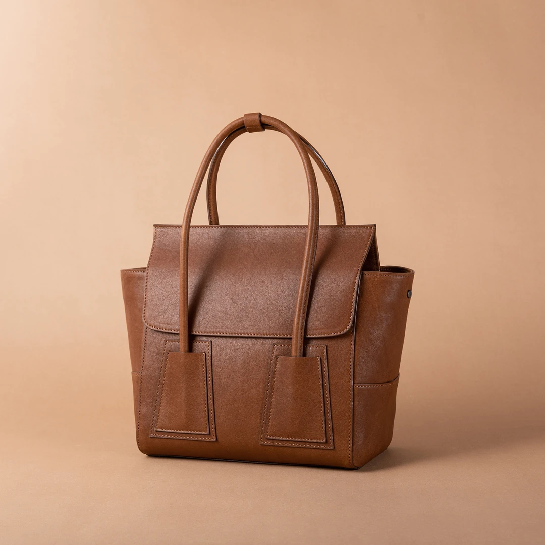 溯源者【中囧脸】植鞣头层牛皮高级感通勤休闲大容量女包ZR30096