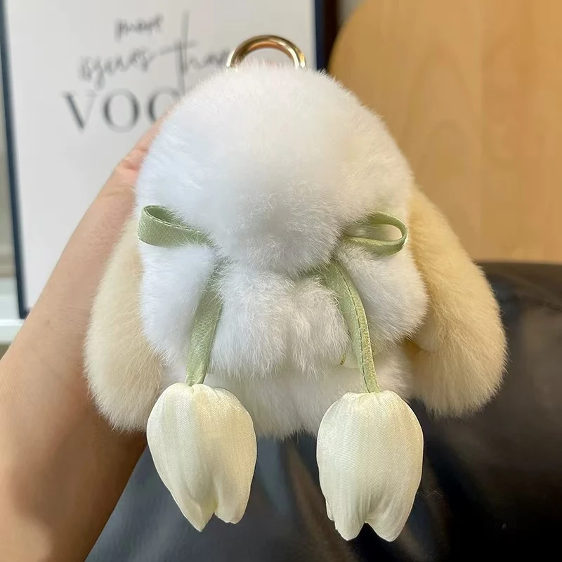 青漾时光兔子毛绒书包挂饰