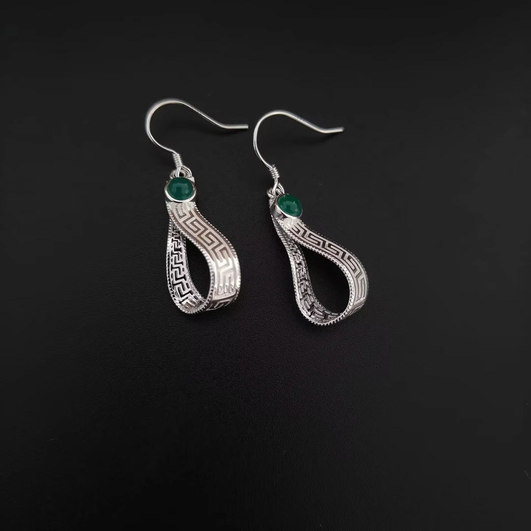 足银耳饰 纯银耳环小众民族风哈达款轻奢女耳坠日常百搭礼物气质