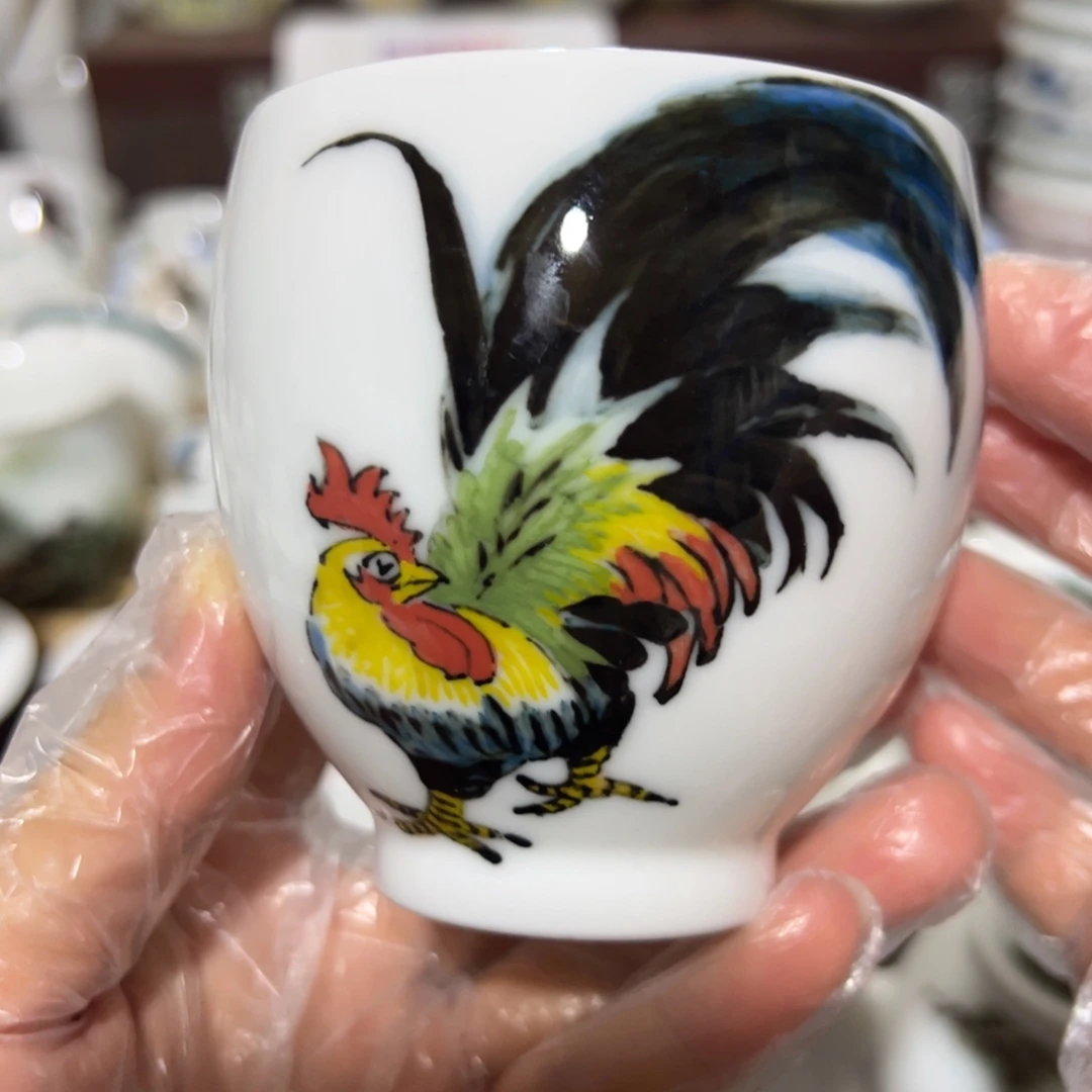 醴陵瓷直播供货基地作品公鸡手握杯