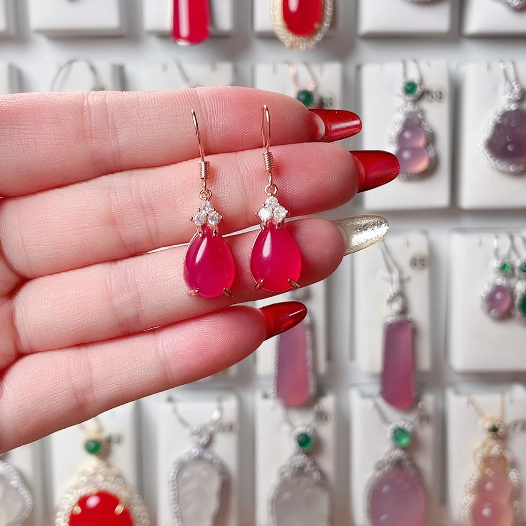 玛瑙/玉髓耳钉未镶嵌