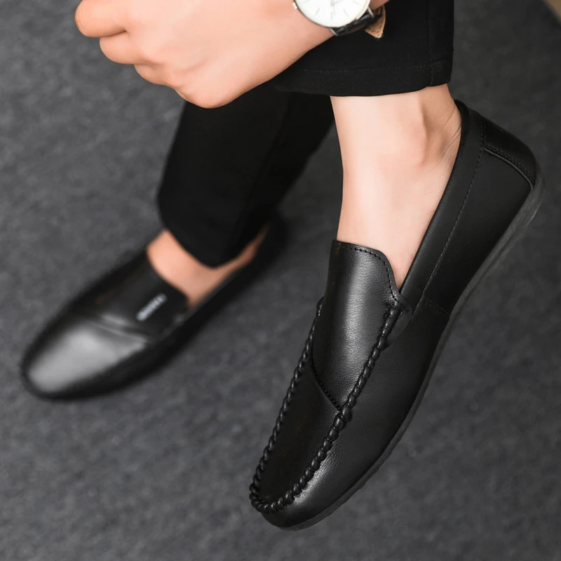 豆豆鞋男春夏款懒人一脚蹬透气百搭英伦潮流休闲软底开车小皮鞋男