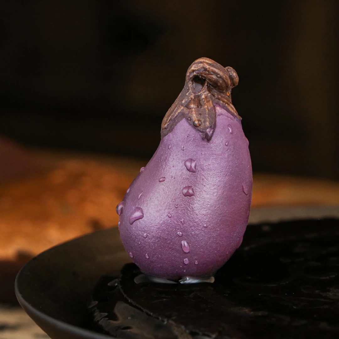 境秋紫气东来茄子款式紫砂工艺茶宠茶玩茶摆可玩可养