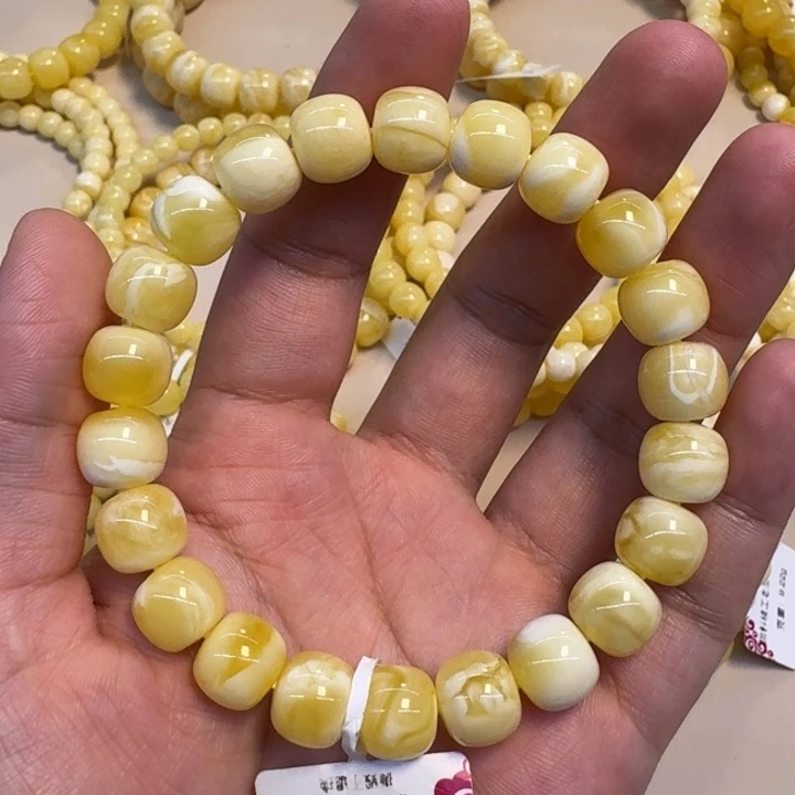 琥珀未镶嵌手串蜜蜡金瓷老型单圈1.0mm