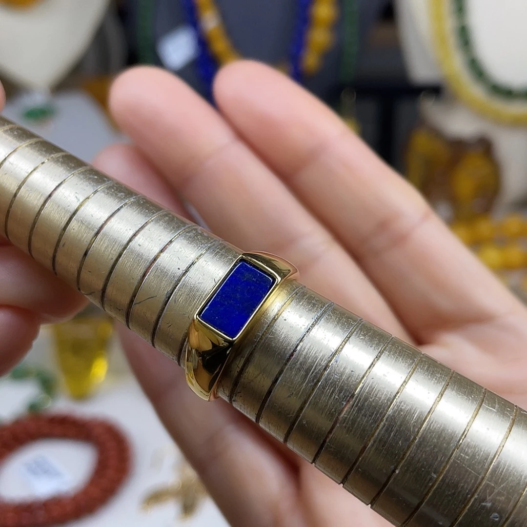 青金石银S925镶嵌戒指