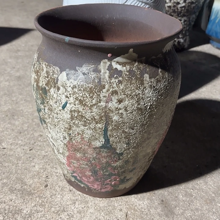 紫砂茶碗油画口径20高度28