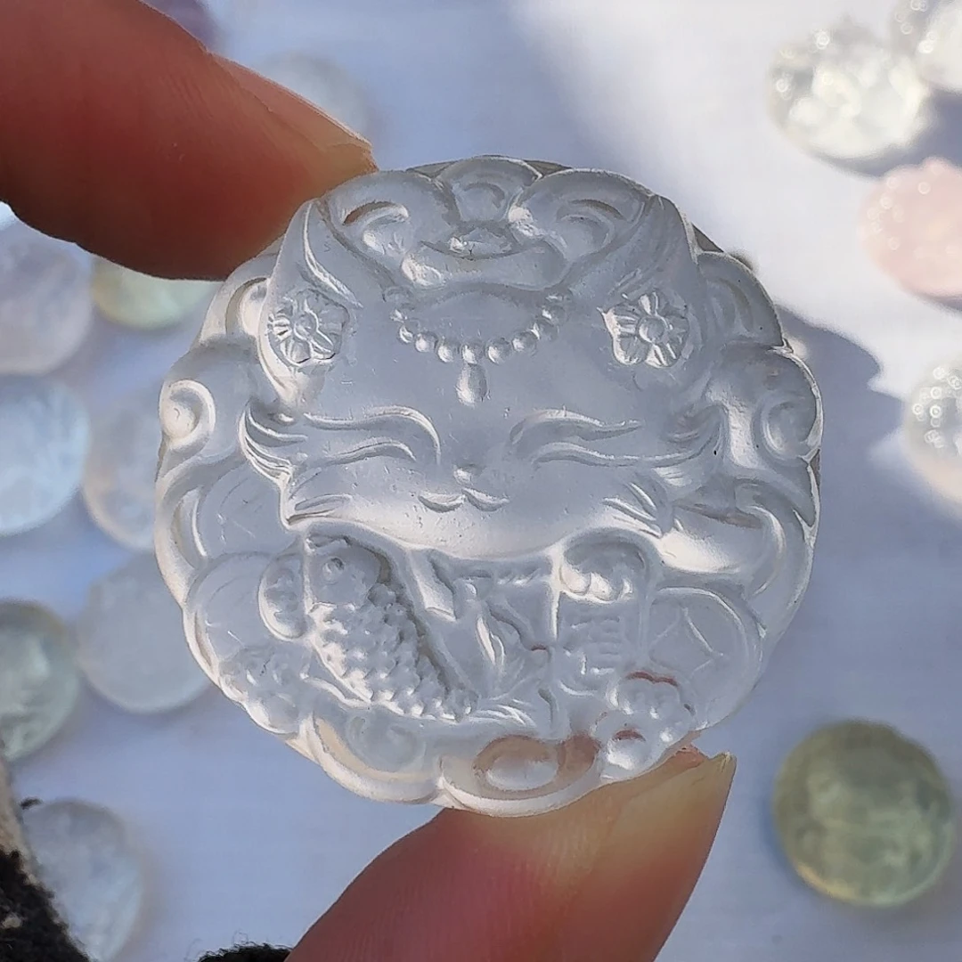 水晶白水晶九尾狐吊坠未镶嵌?****坦