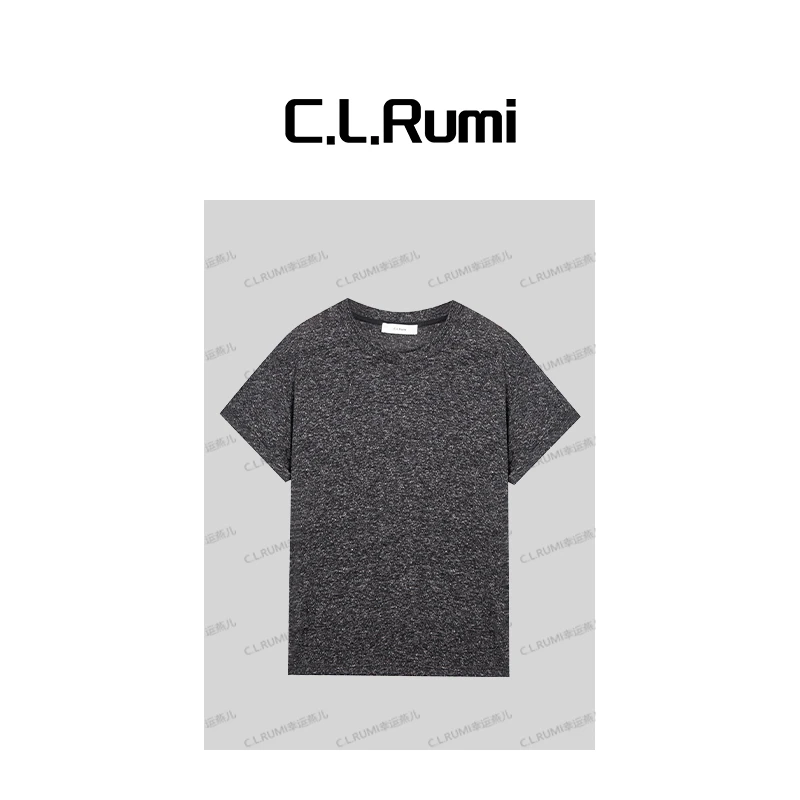 【Rumi时装】“舒适主义“25夏薄款圆领显瘦花纱短袖T恤上衣6758tx