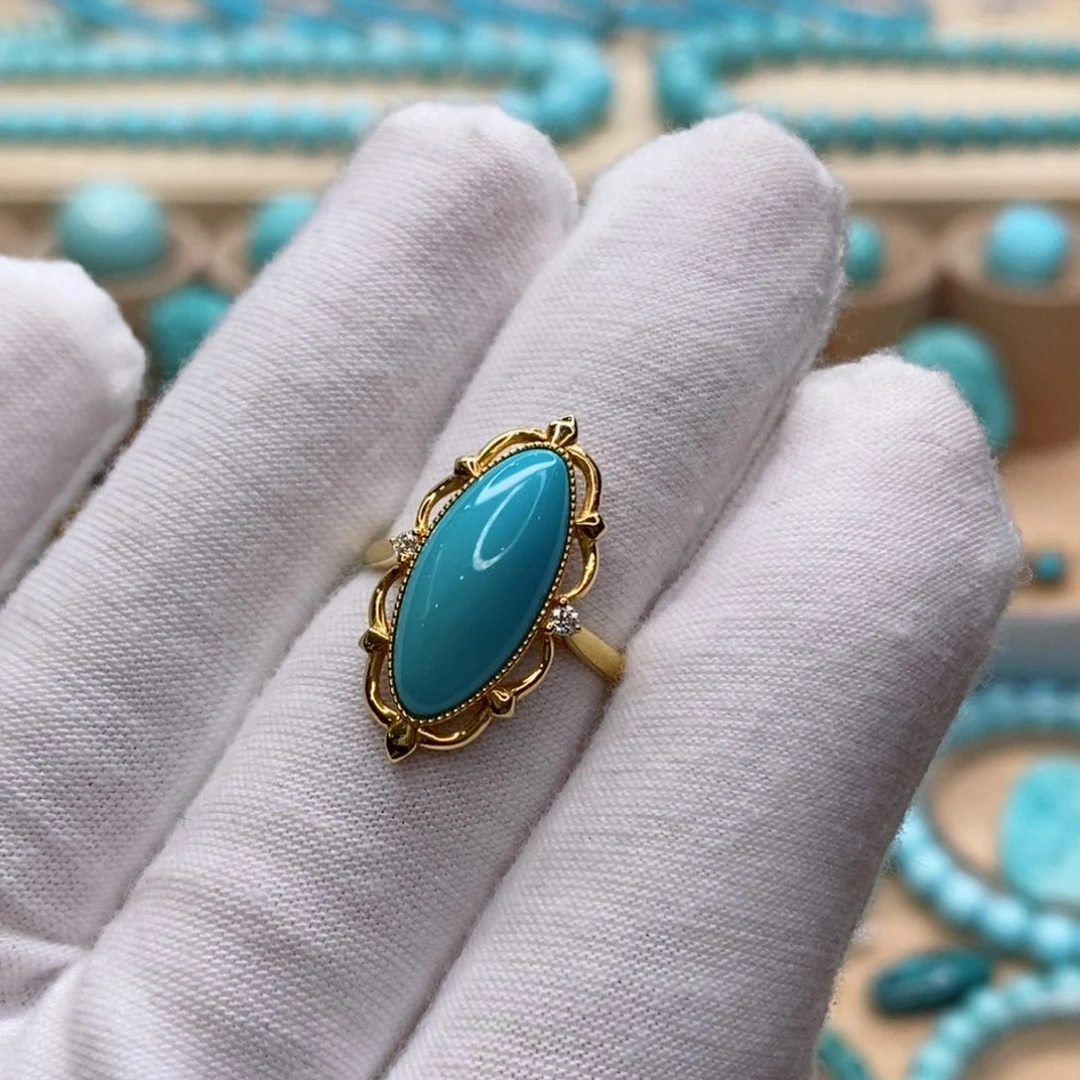 绿松石18K金镶嵌珠宝奇石