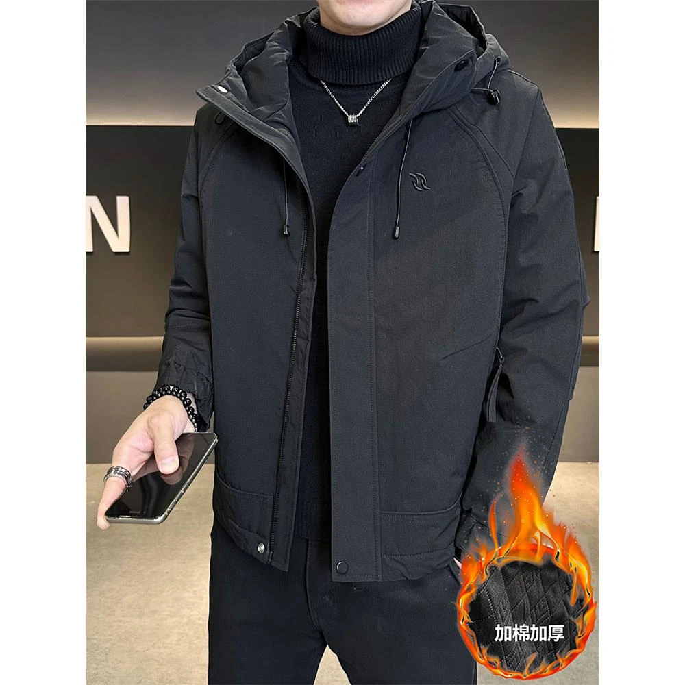 潮牌高端冲锋衣夹克男2025秋冬季新款潮流时尚加厚修身连帽服外套