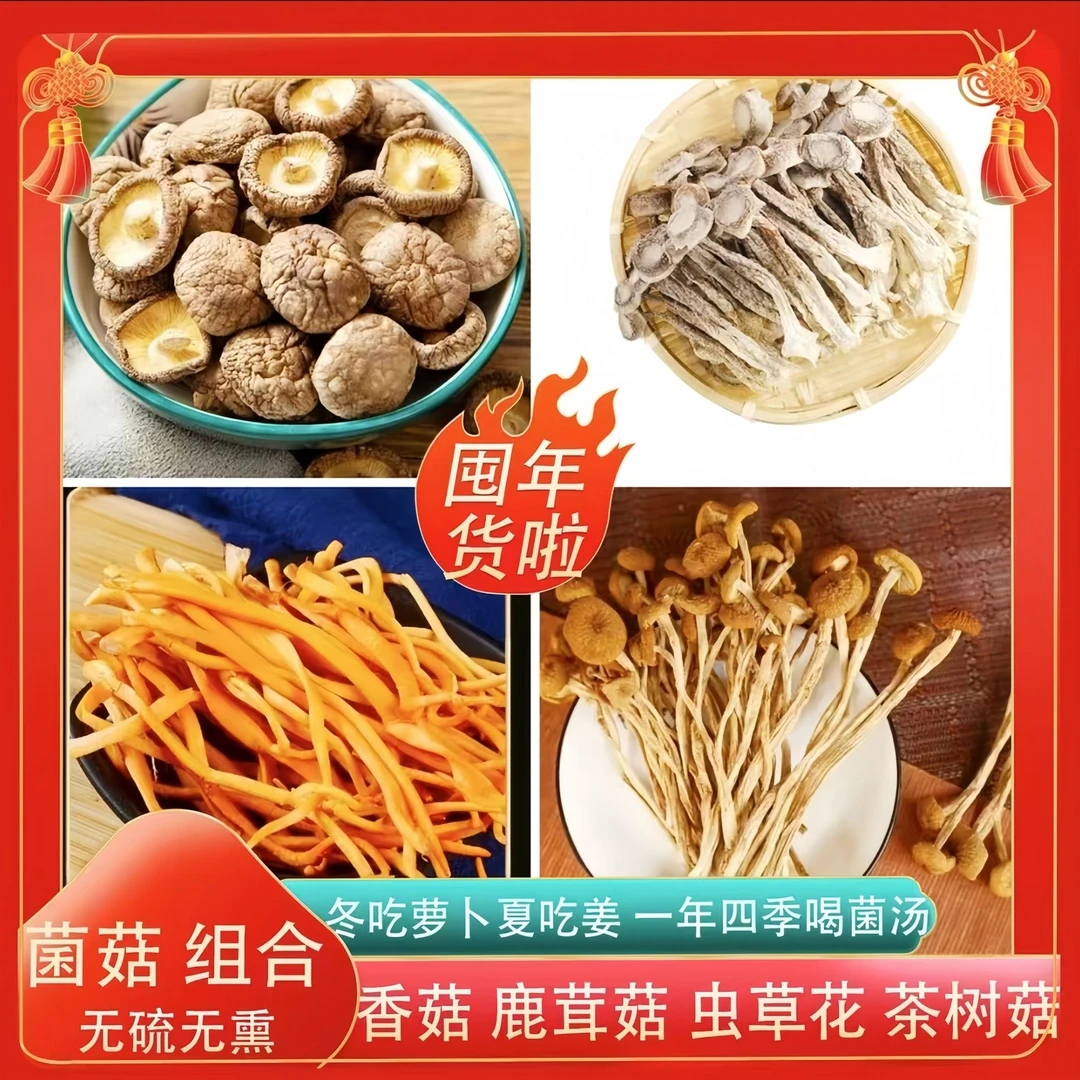 拍一发四菌菇组合（鹿茸菇*虫草花*茶树菇*香菇）