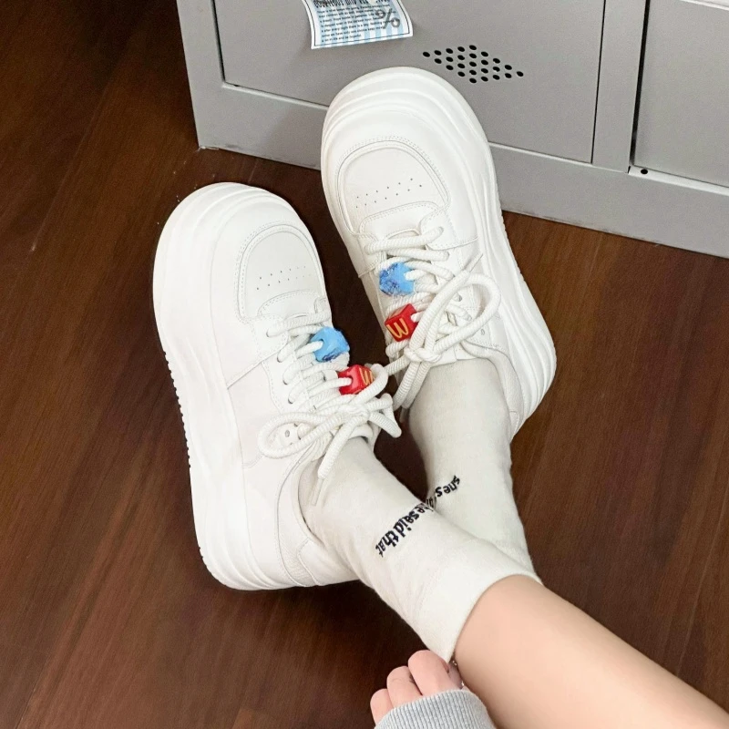 2025春秋舒适百搭低帮厚底休闲小白鞋5182断码39