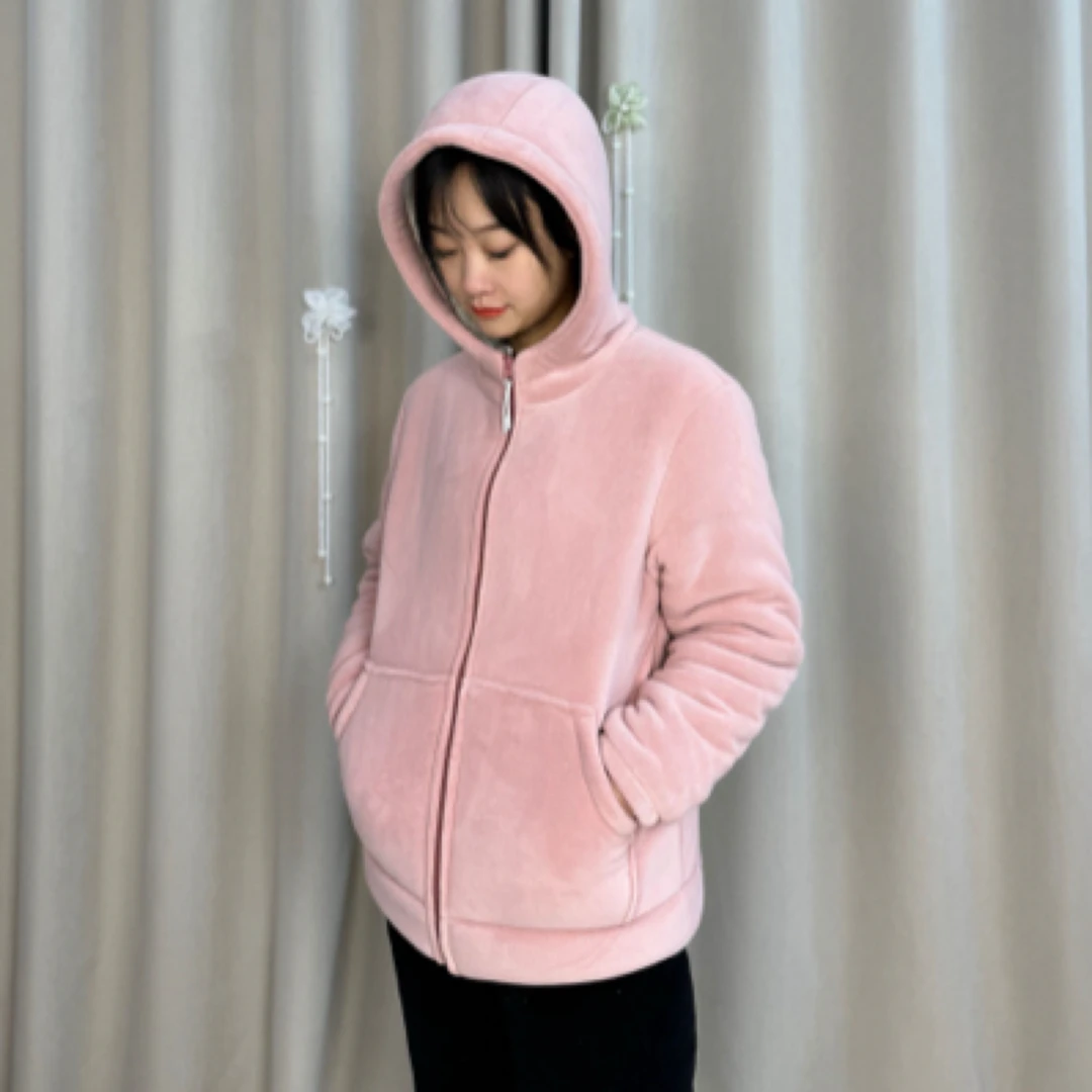 黑金系列连帽（拉链）海豚絾加絾加厚保暖冬季家居服单件女款