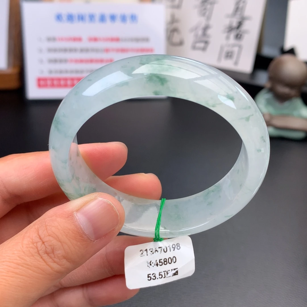 翡翠未镶嵌手镯【一手】冰飘花轮胎