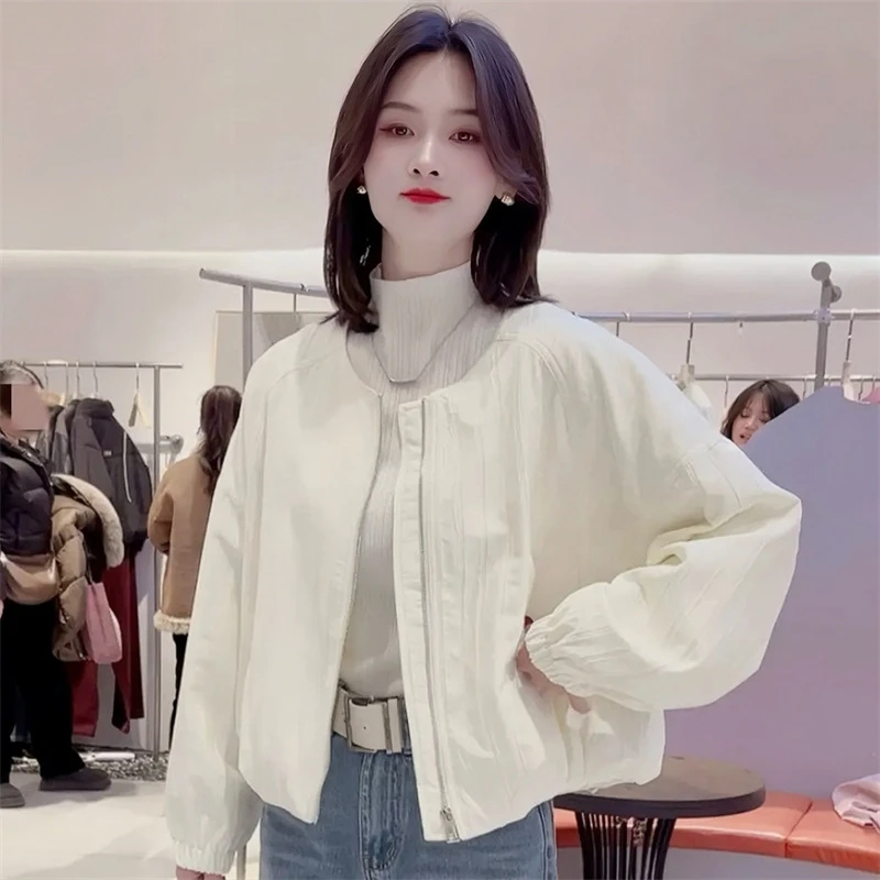 韩版时尚简约百搭短款拉链外套女2025春季新款洋气减龄夹克上衣潮