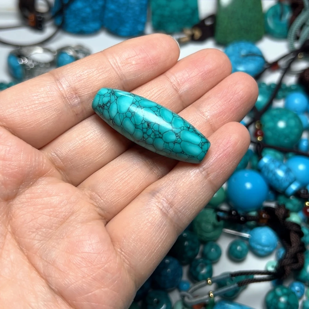 绿花长桶珠枣珠尺寸14.7/40+