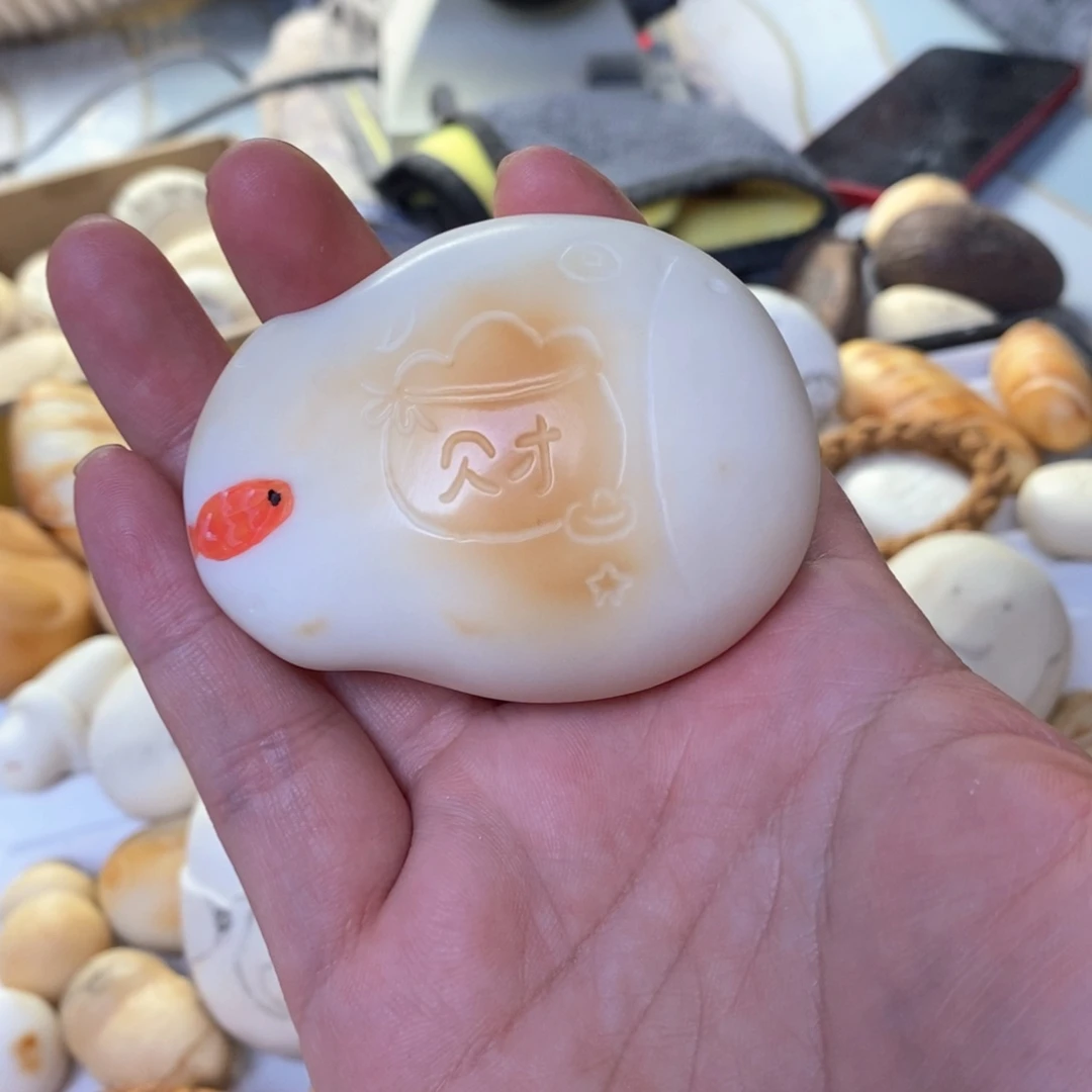 菩提根/象牙果把件加****?象牙果定制巨大肥鱼