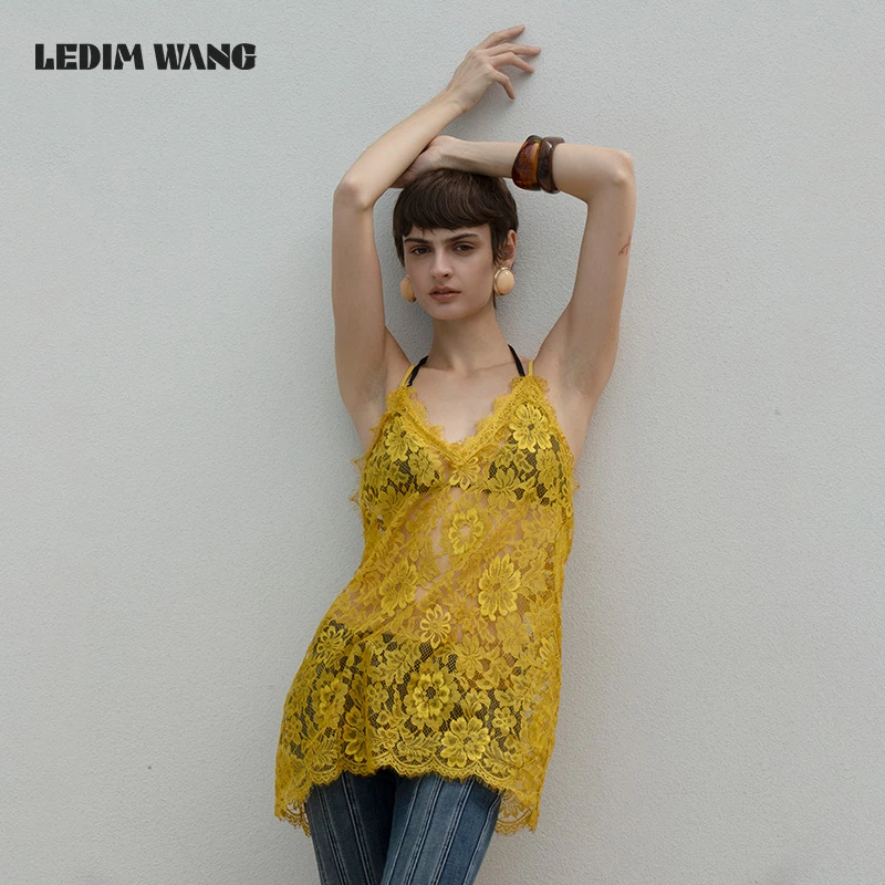 ledim wang法式蕾丝吊带背心女小众设计高级感性感风透视薄款叠穿